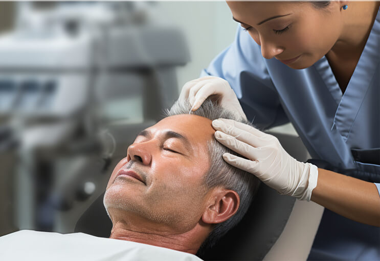 hair transplantation on a treatment chair